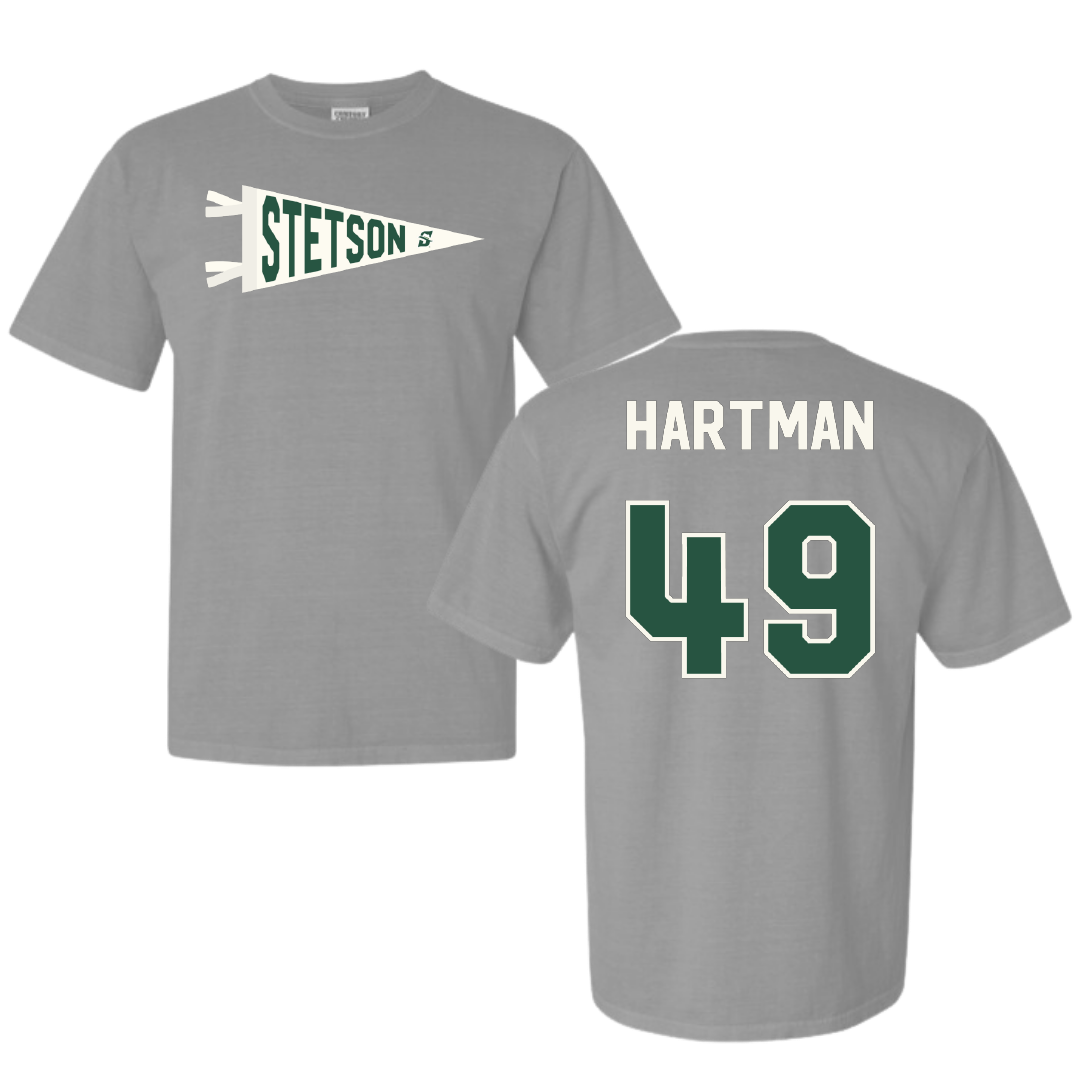 Stetson University Baseball Light Gray Pennant Comfort Colors Tee - #49 Trace Hartman