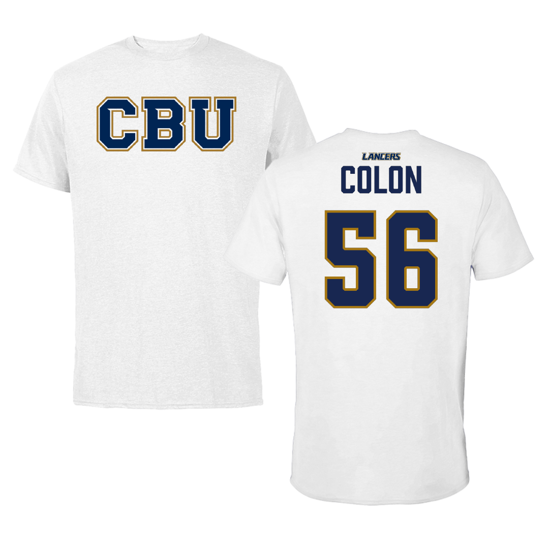 California Baptist University Stunt White Performance Tee - #56 Mikayla Colon