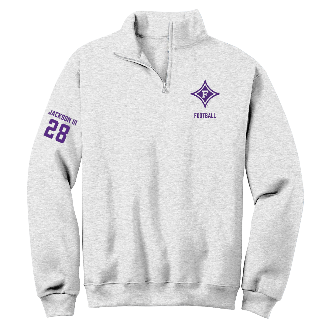 Furman University Football Light Gray Quarter-Zip - #28 Eddie Jackson III