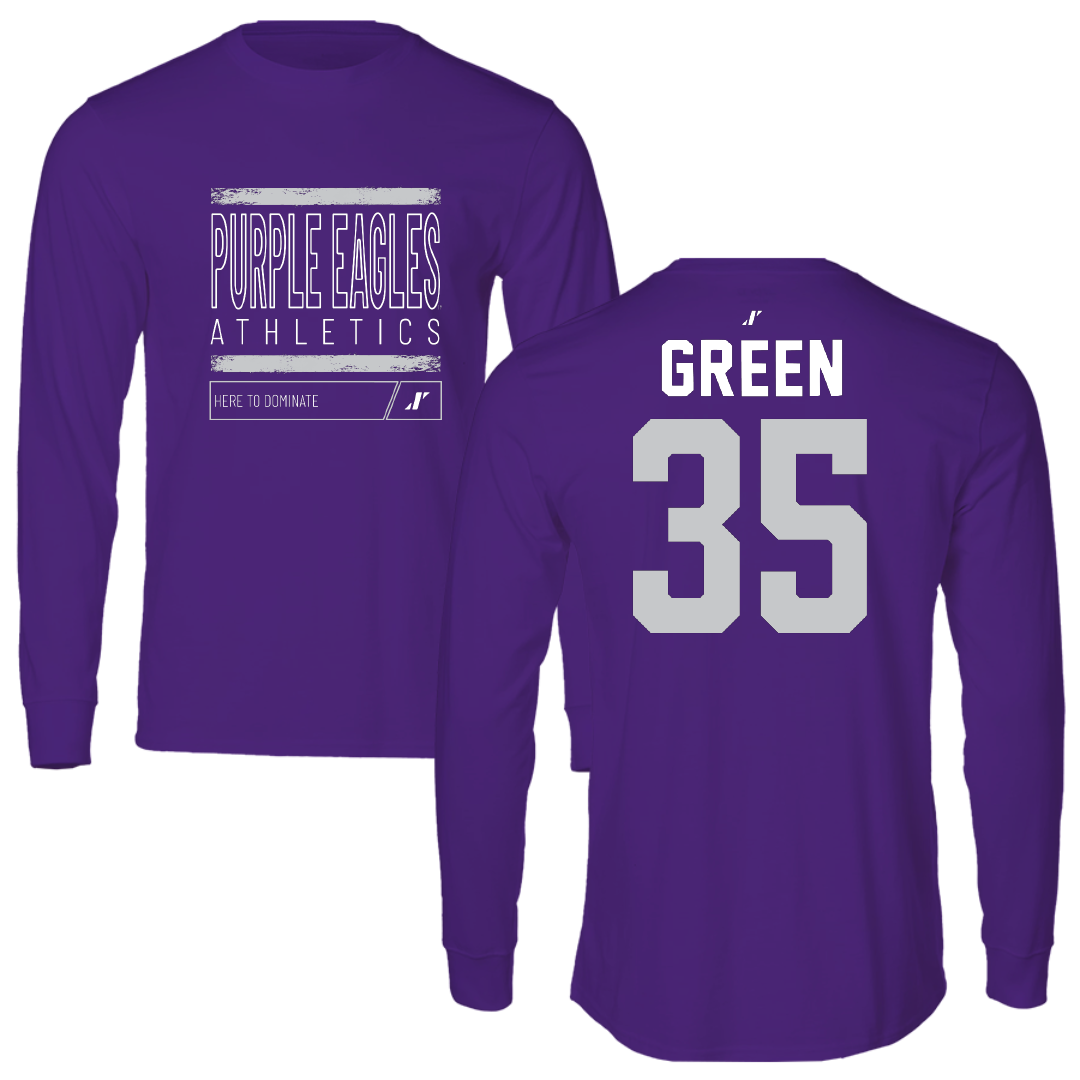 Niagara University Baseball Purple Dominate Performance Long Sleeve - #35 Jason Green