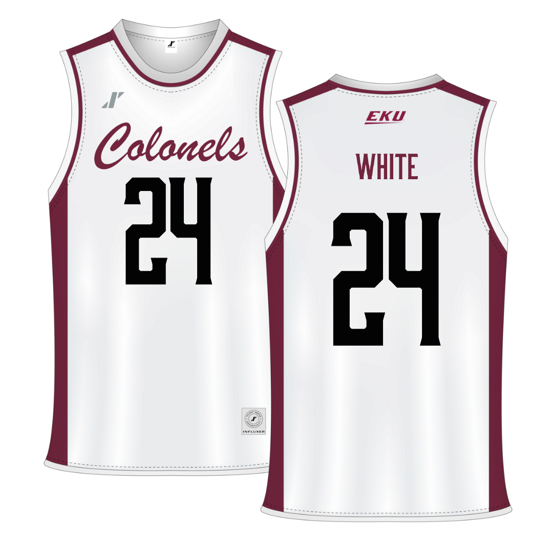 Eastern Kentucky University White Basketball Jersey - #24 Asa White