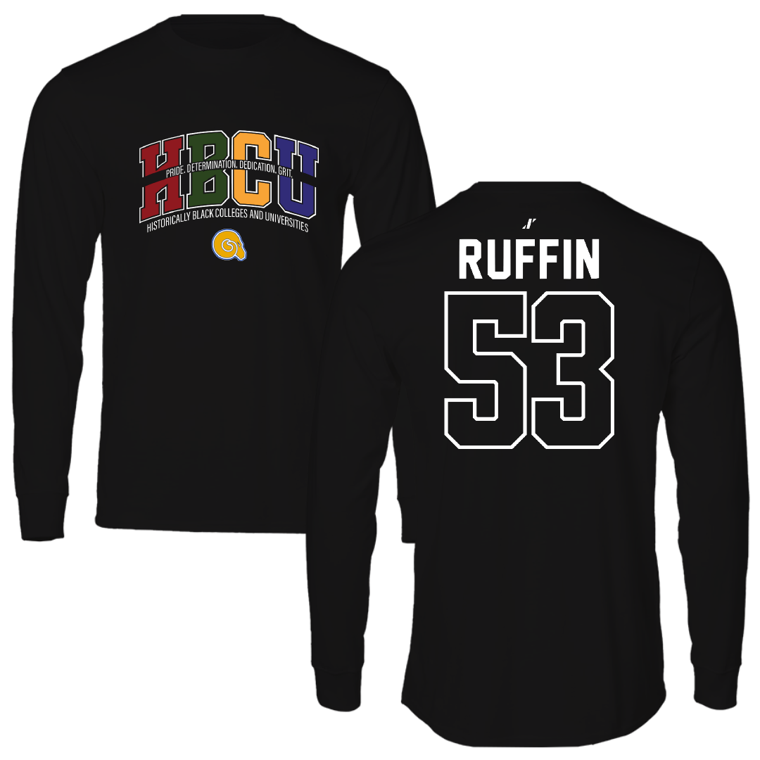 Albany State University Football Black HBCU Performance Long Sleeve - #53 Andrew Ruffin