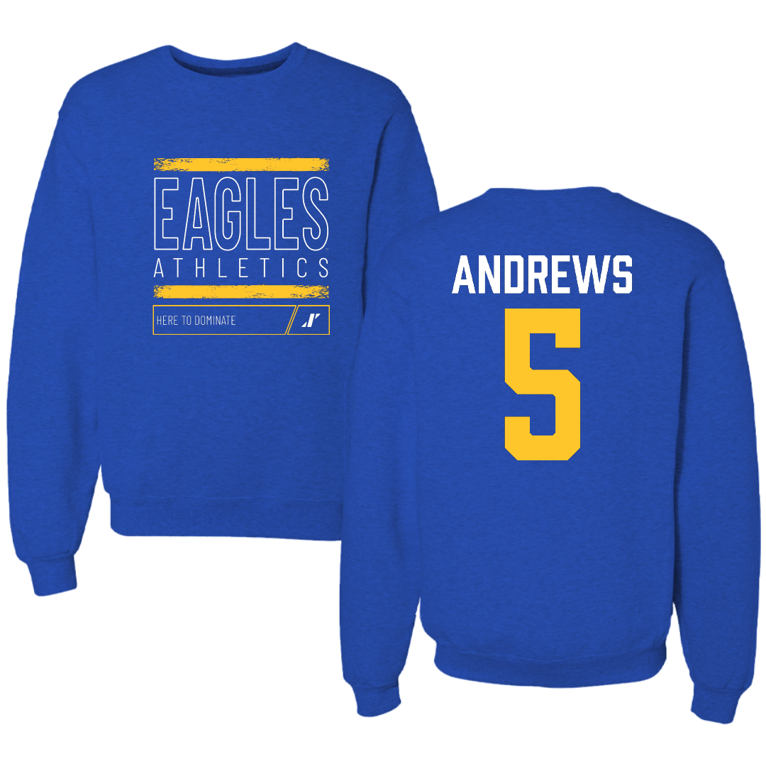 Williams Baptist University Baseball Blue Dominate Crewneck - #5 Mason Andrews