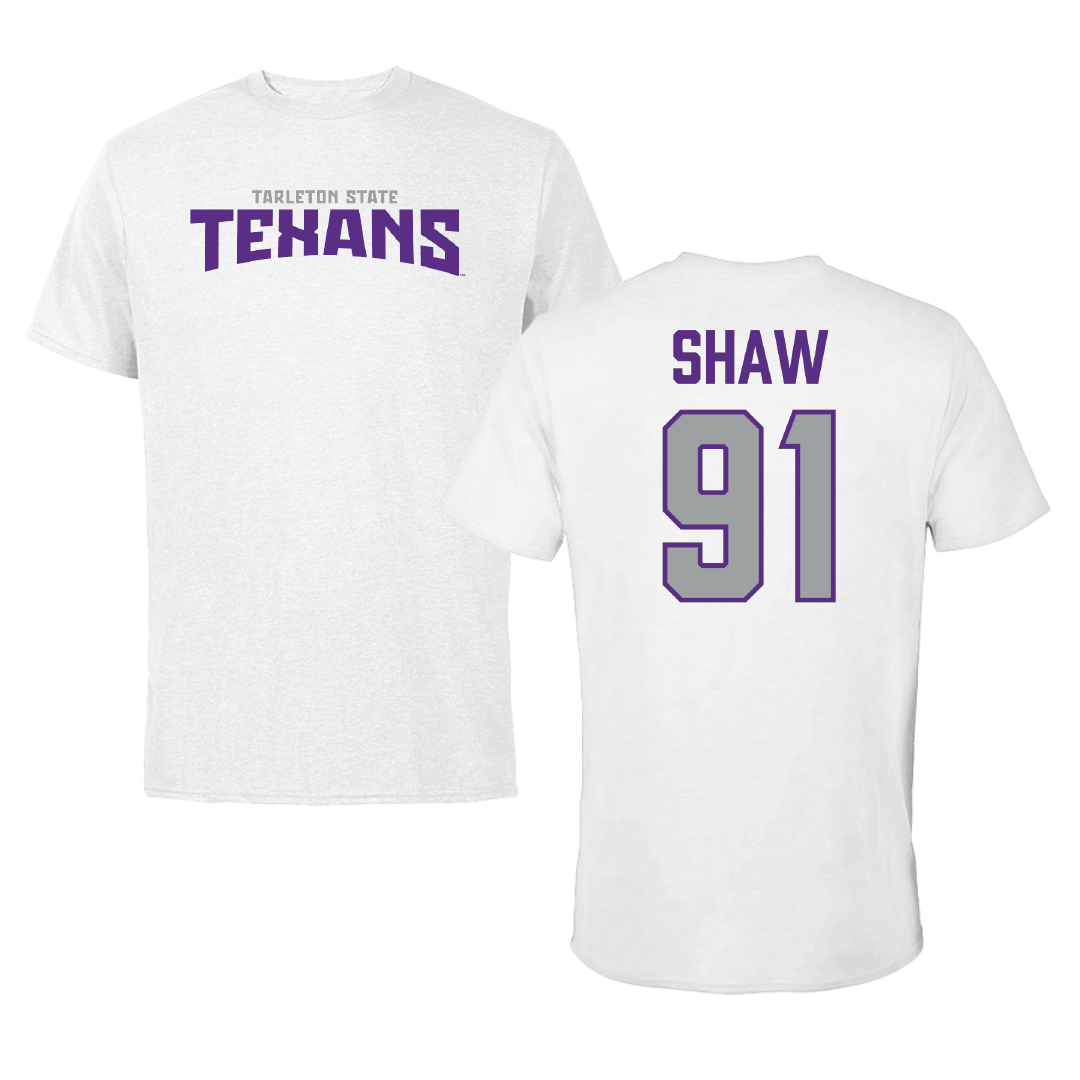 Tarleton State University Football White Classic Performance Tee - #91 Jaydan Shaw