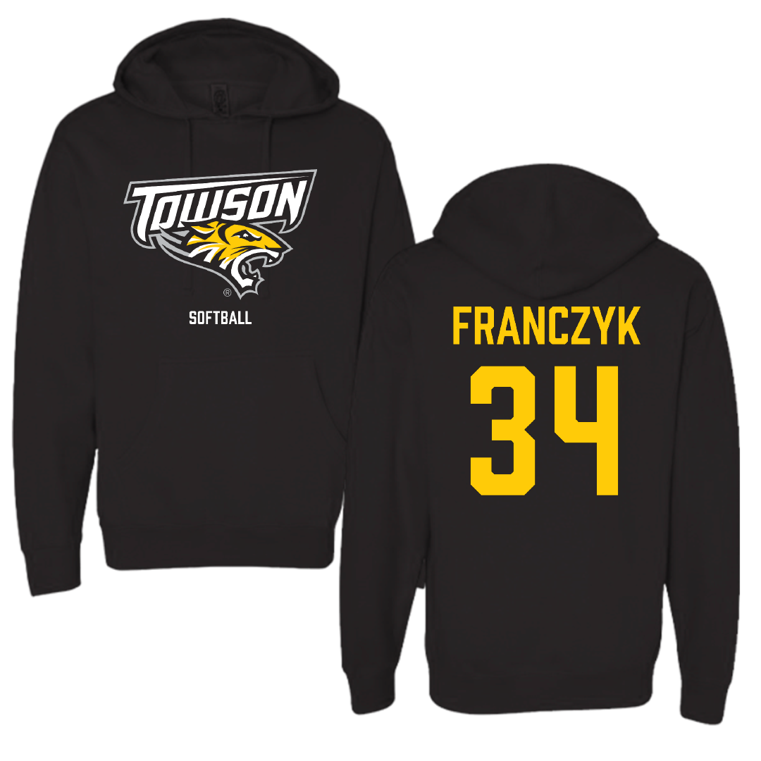 Towson University Softball Black Hoodie - #34 Grace Franczyk