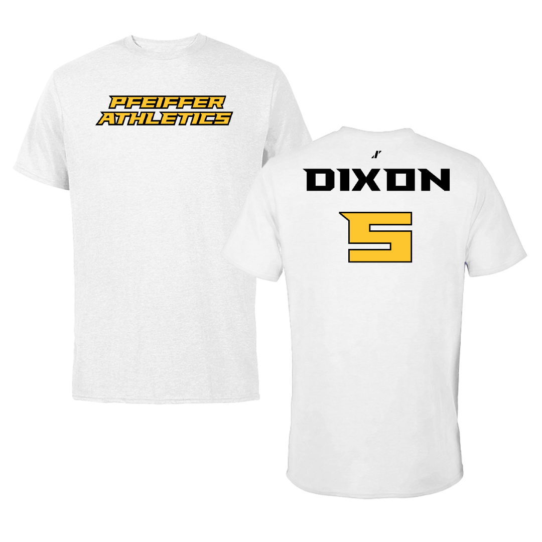 Pfeiffer University Basketball (M) White Tee - #5 Quan Dixon
