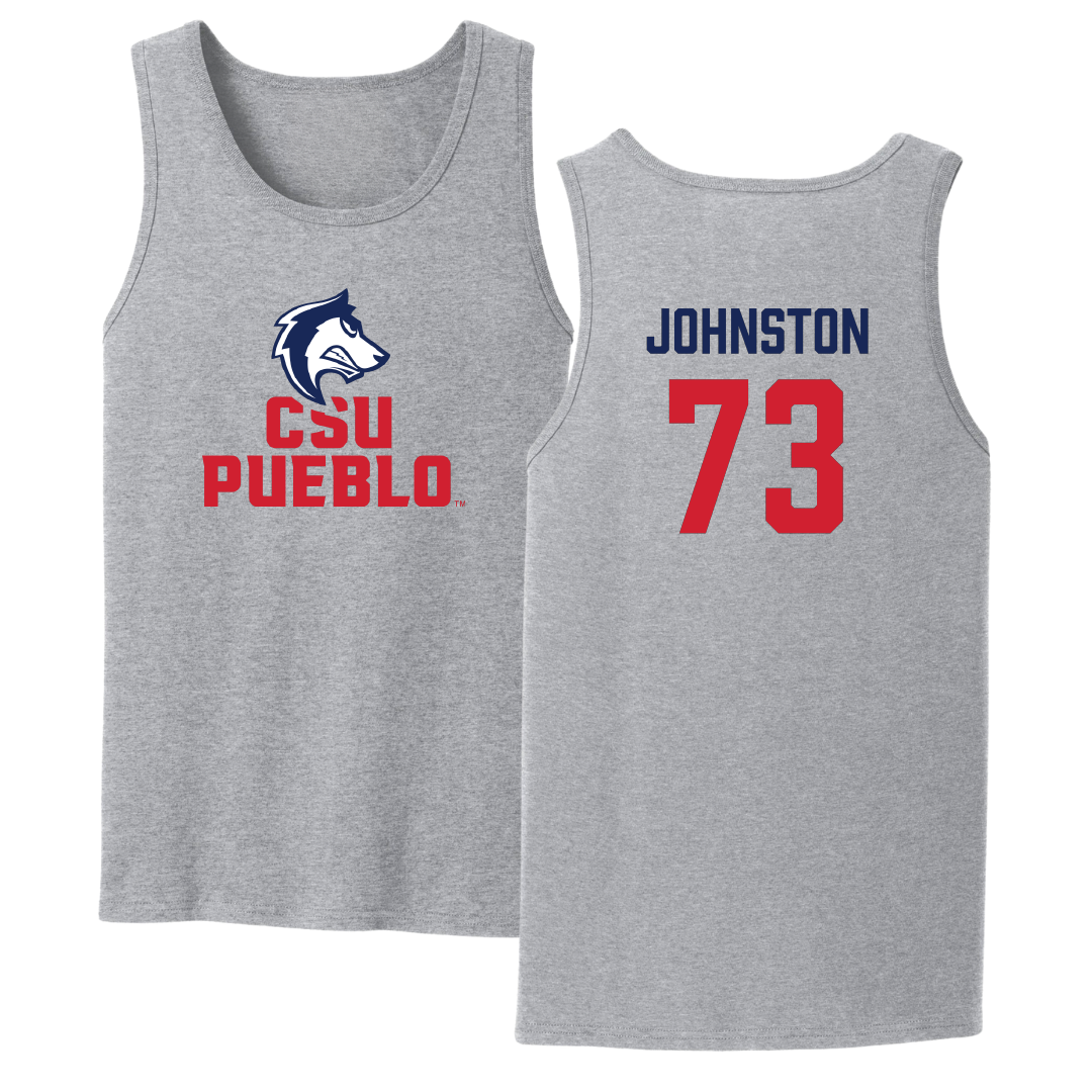 Colorado State University-Pueblo Football Sport Gray Tank Top - #73 Odin Johnston