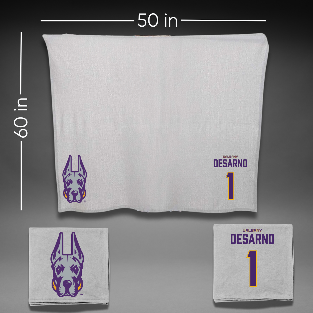 University at Albany Baseball Gray Blanket - #1 Patrick DeSarno