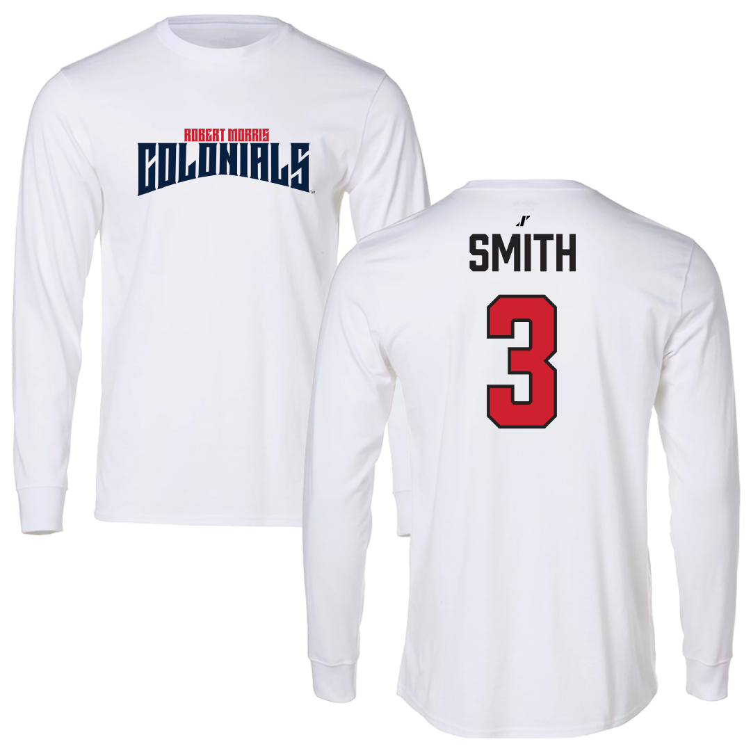 Robert Morris University Basketball White Classic Long Sleeve - #3 Tazir Smith