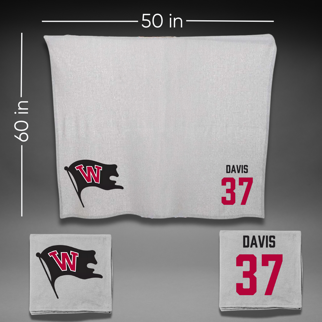 Whitworth University Baseball Gray Blanket - #37 Rylan Davis
