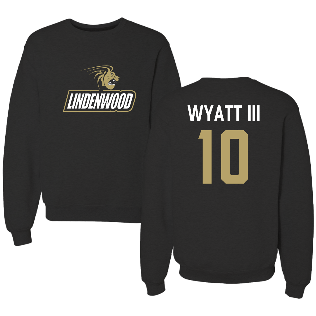 Lindenwood University Football Black Crewneck - #10 Jacques Wyatt III