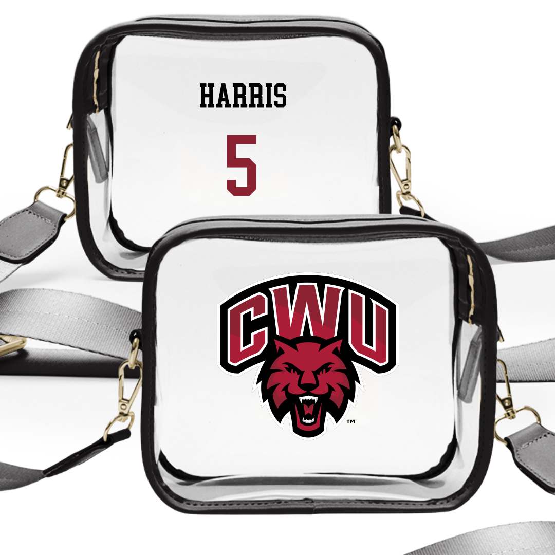 Central Washington University Basketball (M) Black Clear Stadium Bag - #5 Jamari Harris