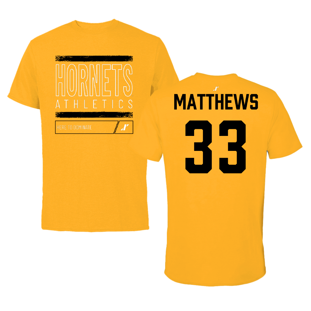 Alabama State University Baseball Gold Dominate Tee - #33 Camden Matthews