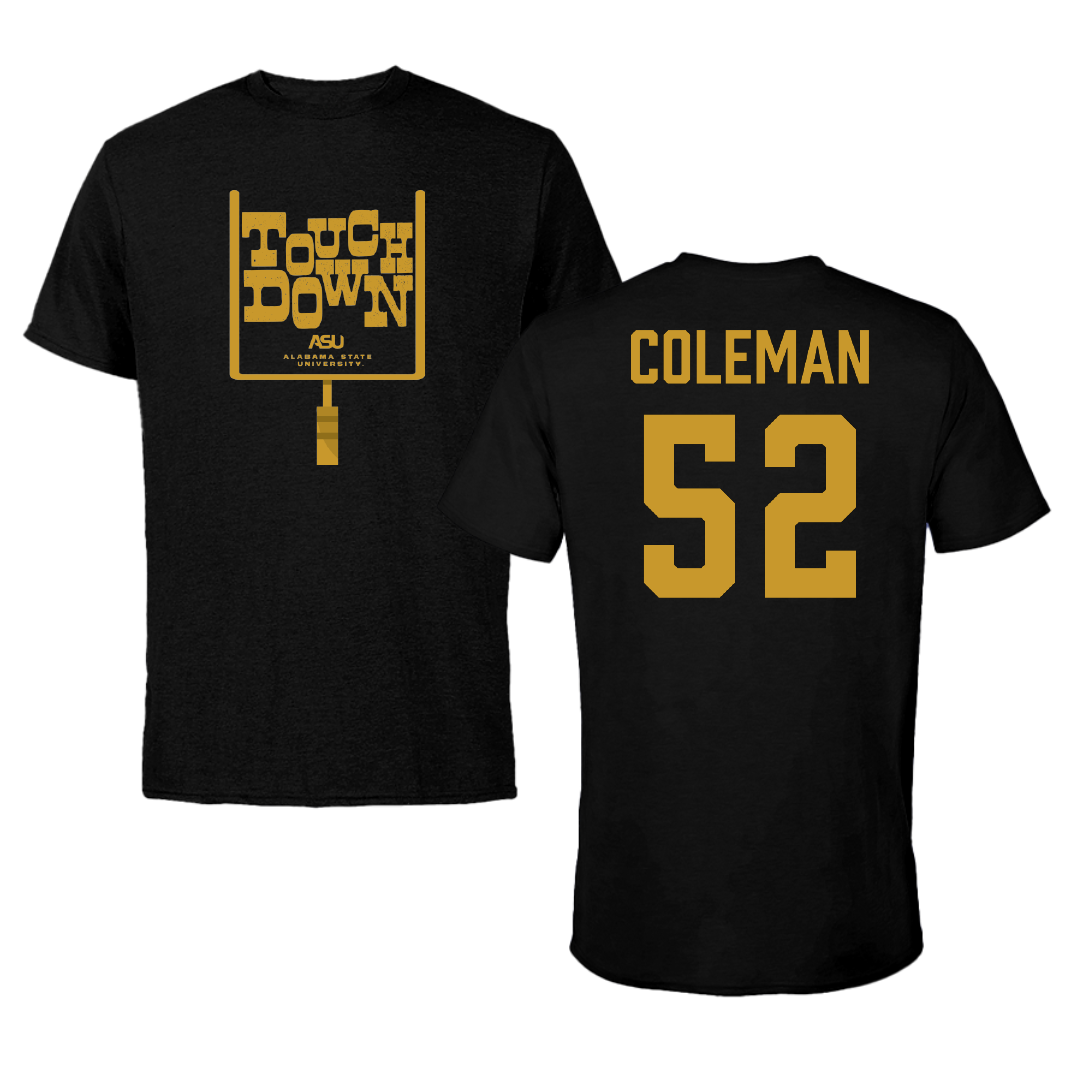 Alabama State University Football Black Touchdown Tee - #52 Camden Coleman