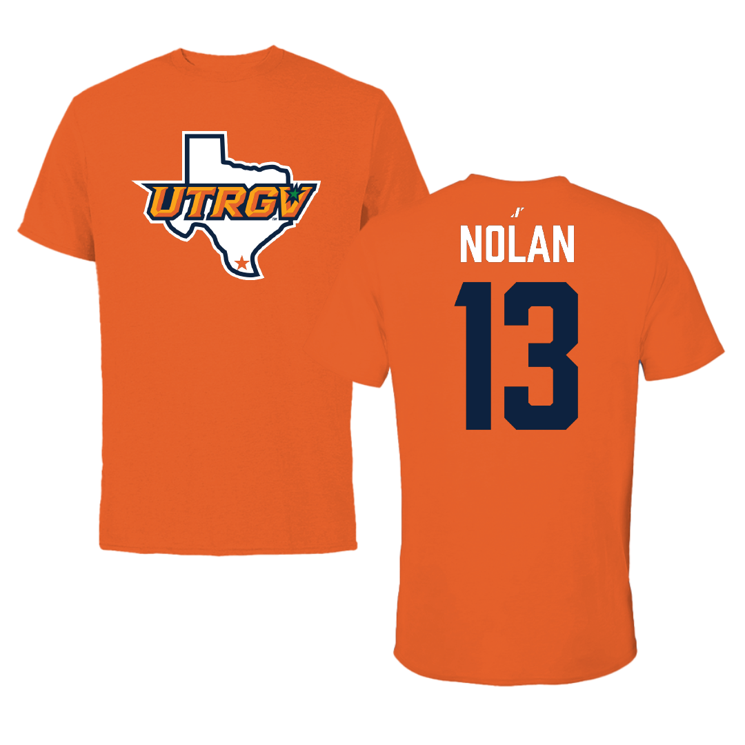 The University of Texas Rio Grande Valley Baseball Orange State Tee - #13 Nick Nolan