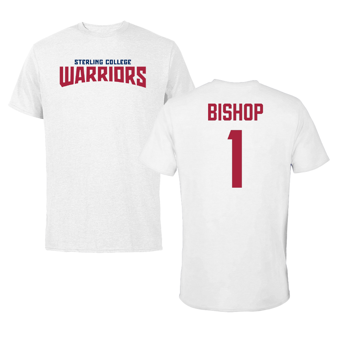 Sterling College Basketball (M) White Classic Performance Tee - #1 Cameron Bishop