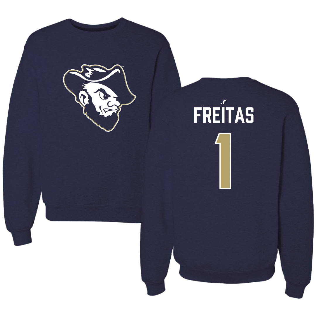 South Dakota Mines Soccer Navy Crewneck - #1 Daniel Freitas