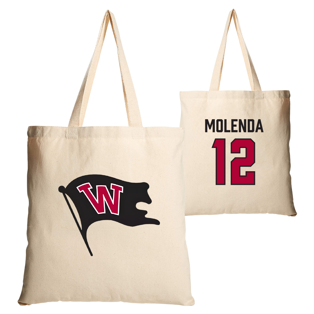 Whitworth University Baseball Tan Canvas Tote Bag - #12 Brock Molenda