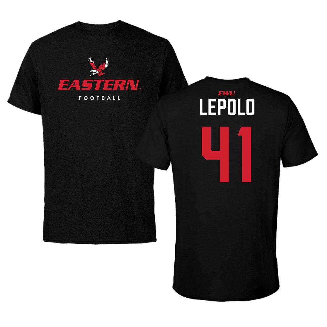 Eastern Washington University Football Black Eastern Performance Tee - #41 Tyler Lepolo