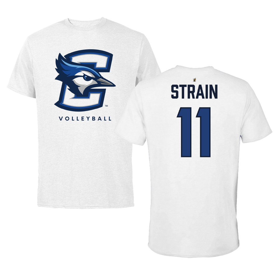 Creighton University Volleyball White Tee - #11 Emersen Strain
