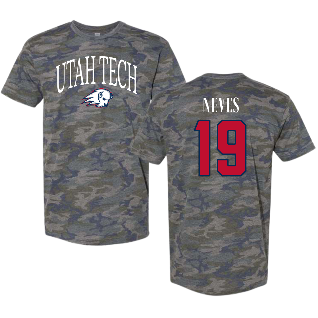 Utah Tech University Soccer Vintage Camo Tee - #19 Lox Neves