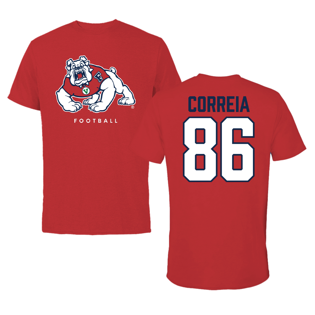 Fresno State University Football Red Tee - #86 Gavin Correia