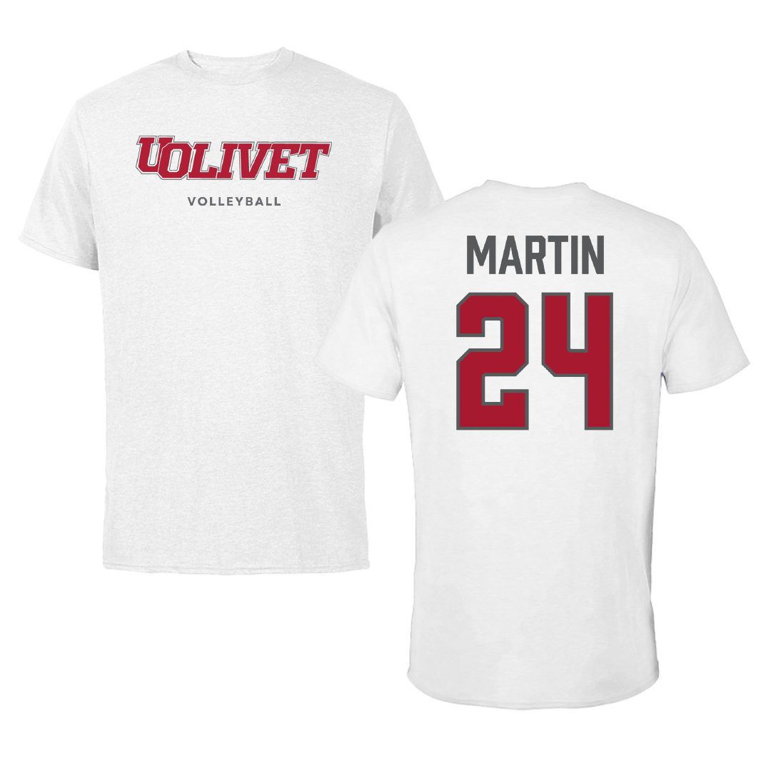 The University of Olivet Volleyball White Tee - #24 Silas Martin