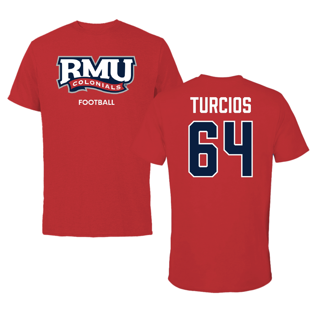 Robert Morris University Football Red Colonials Tee - #64 Diego Turcios