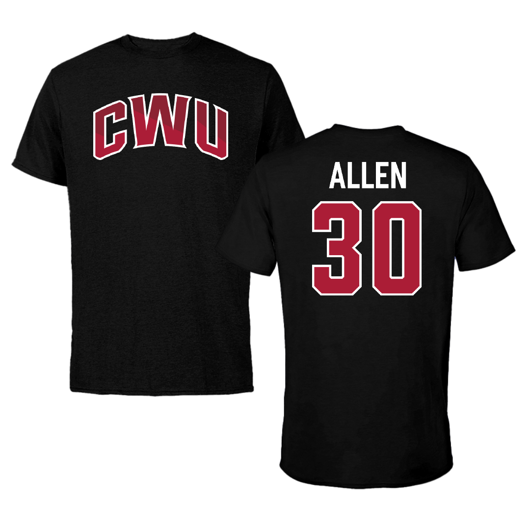 Central Washington University Football Black Tee - #30 Cale Allen