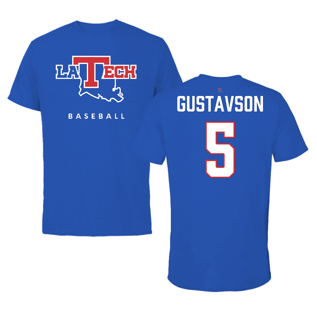 Louisiana Tech University Baseball True Royal Tee - #5 Hayden Gustavson