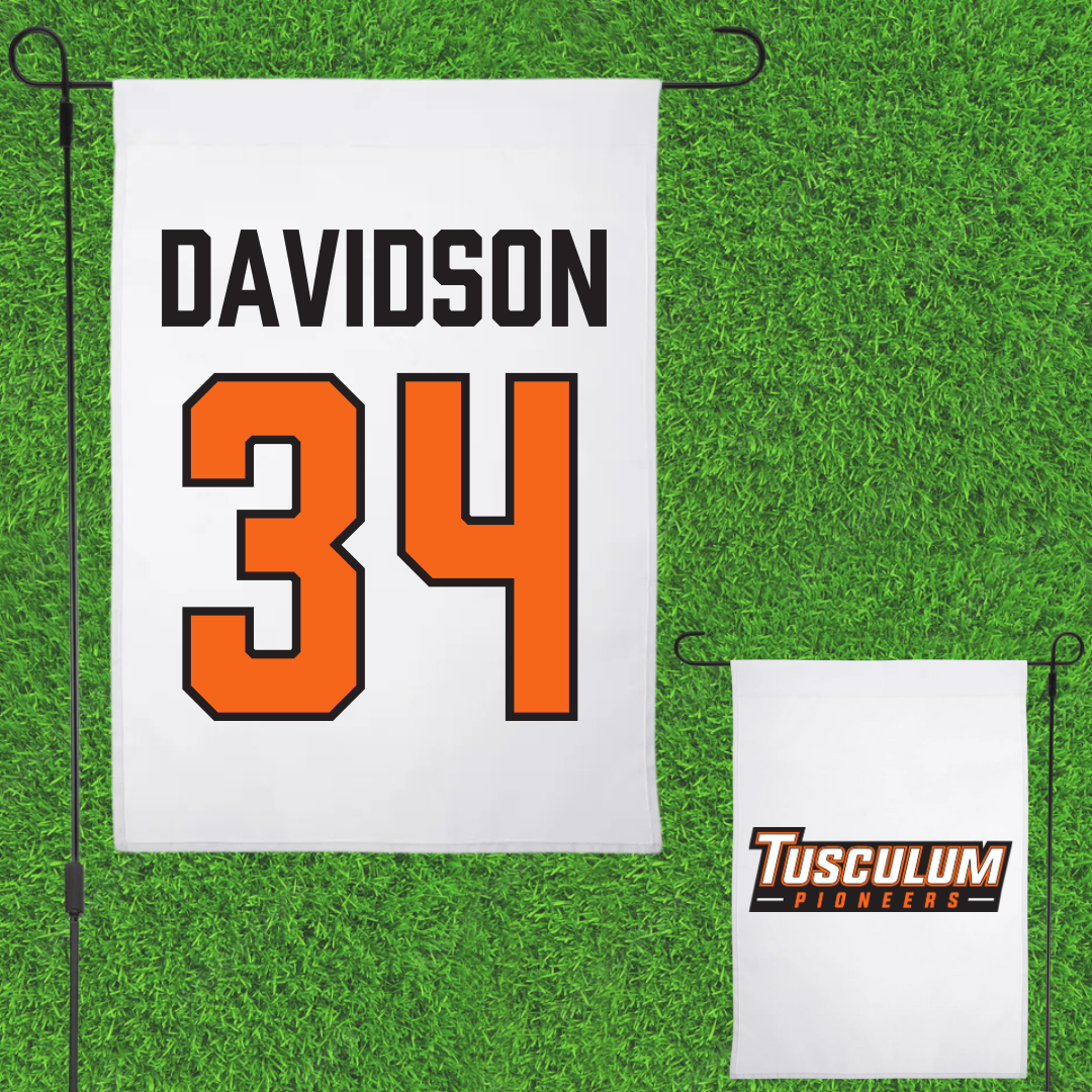 Tusculum University Baseball White Garden Flag - #34 Nate Davidson