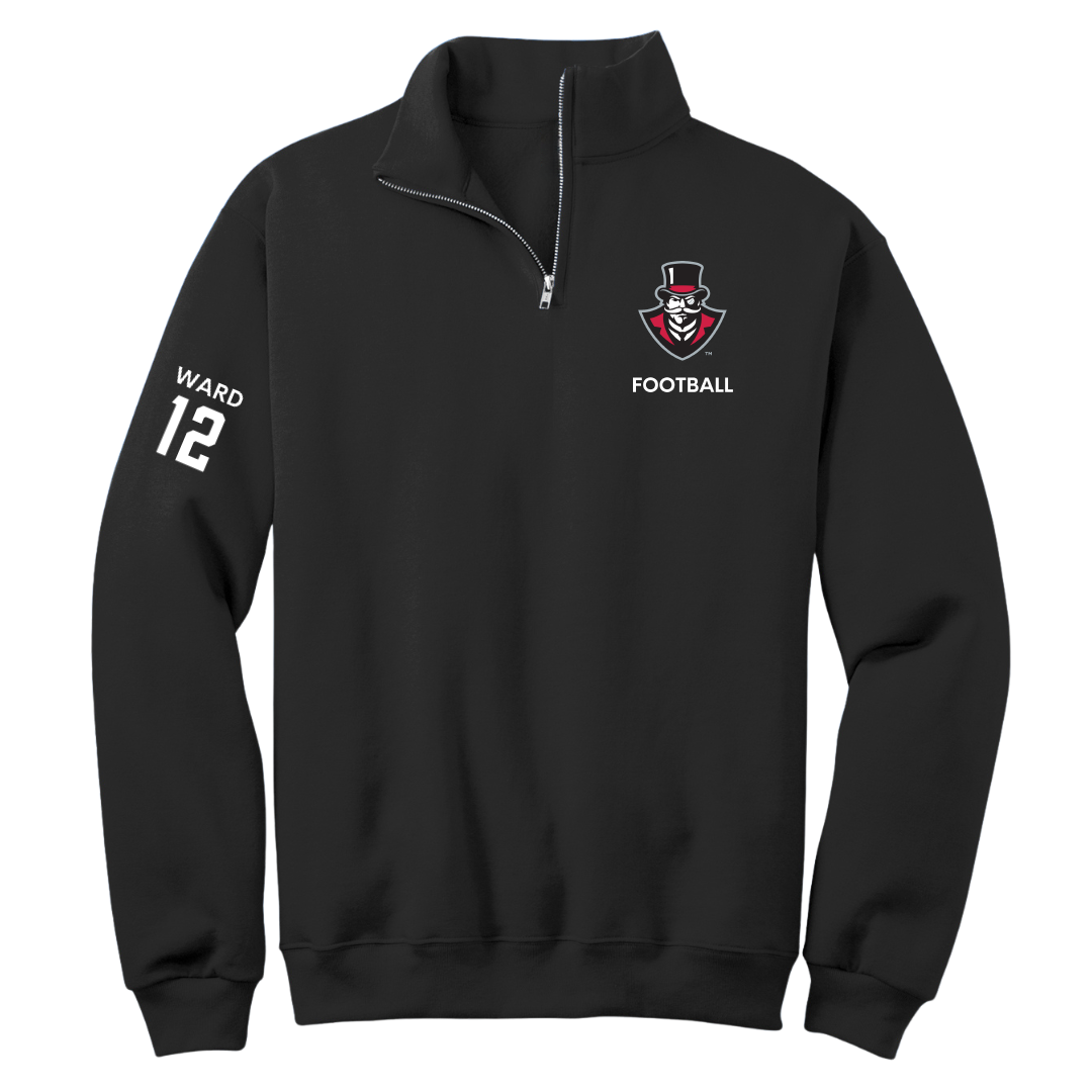 Austin Peay State University Football Black Quarter-Zip - #12 Jaheim Ward