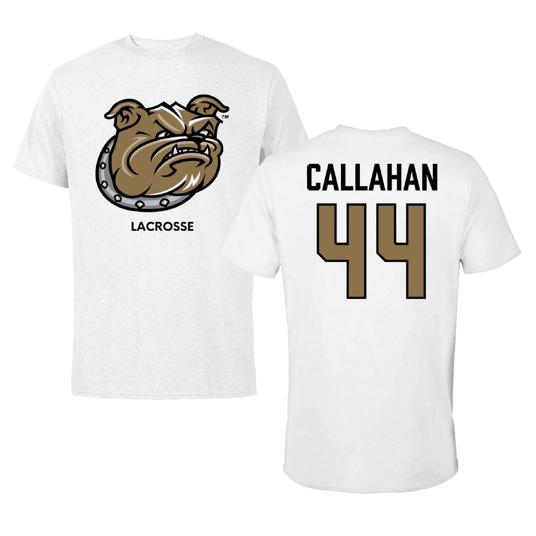 Bryant University Lacrosse (M) White Performance Tee - #44 Brett Callahan
