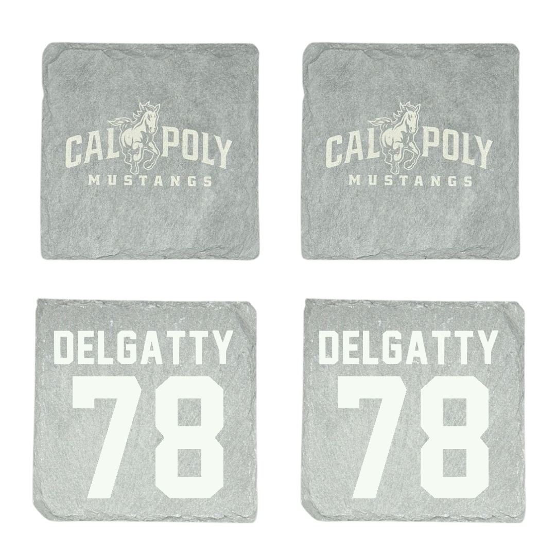 Cal Poly Football Stone Coaster (4 Pack)  - #78 Racin Delgatty