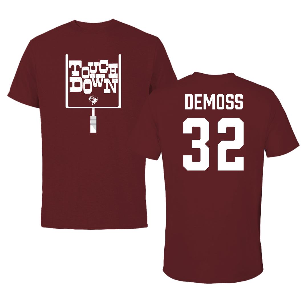 Fairmont State University Football Maroon Touchdown Tee - #32 Josiah DeMoss