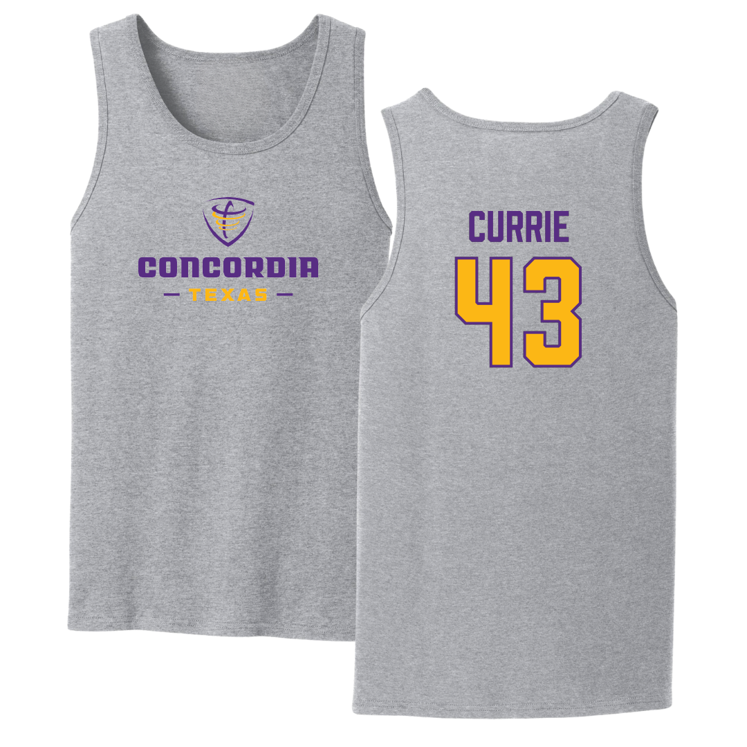 Concordia University (Texas) Baseball Sport Gray Tank Top - #43 Travis Currie