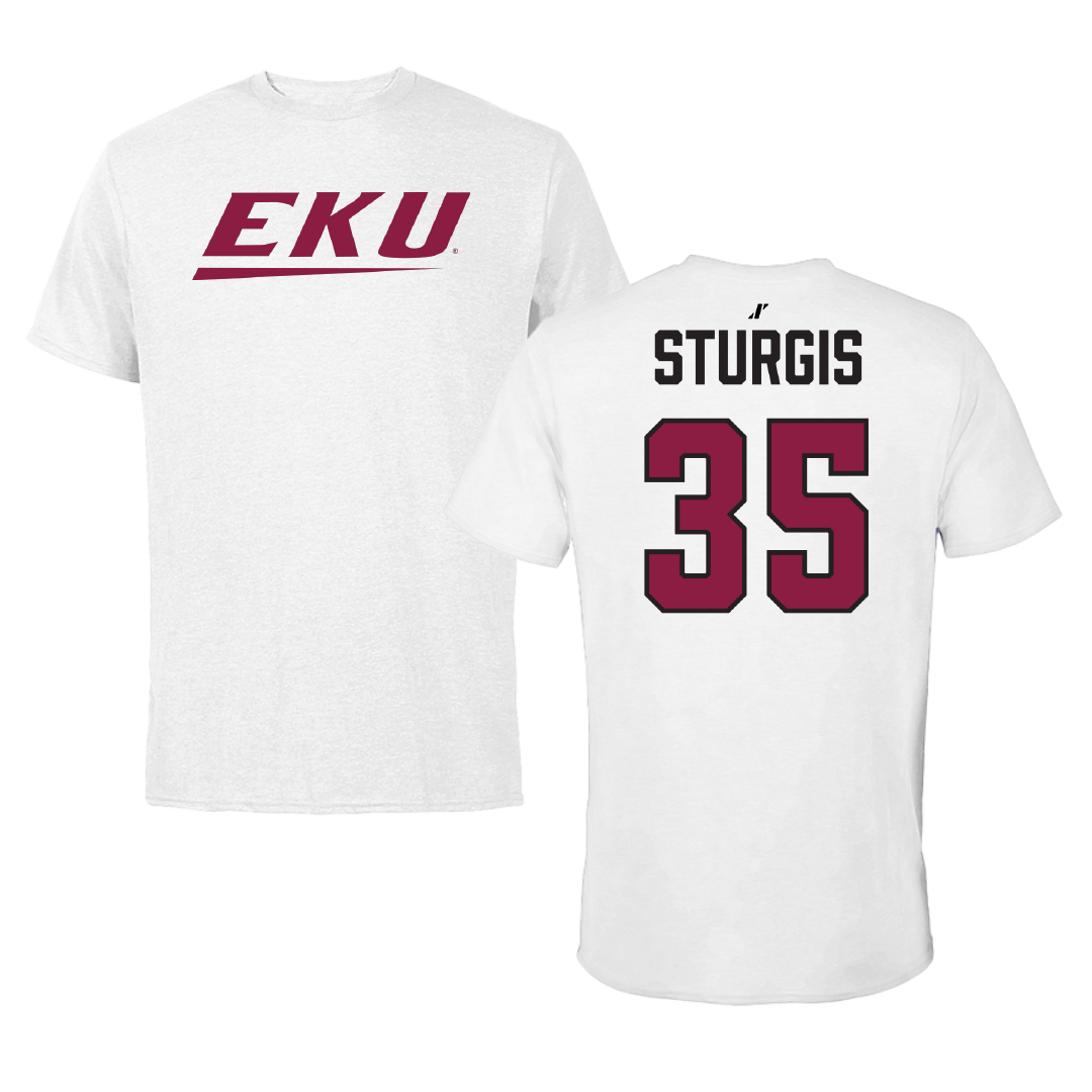 Eastern Kentucky University Football White Tee - #35 Davion Sturgis