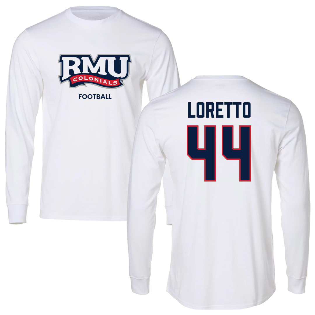 Robert Morris University Football White Mascot Long Sleeve - #44 Michelangelo Loretto
