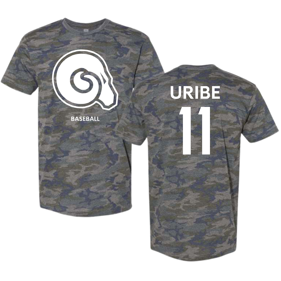 Albany State University Baseball Vintage Camo Tee - #11 Mylon Uribe