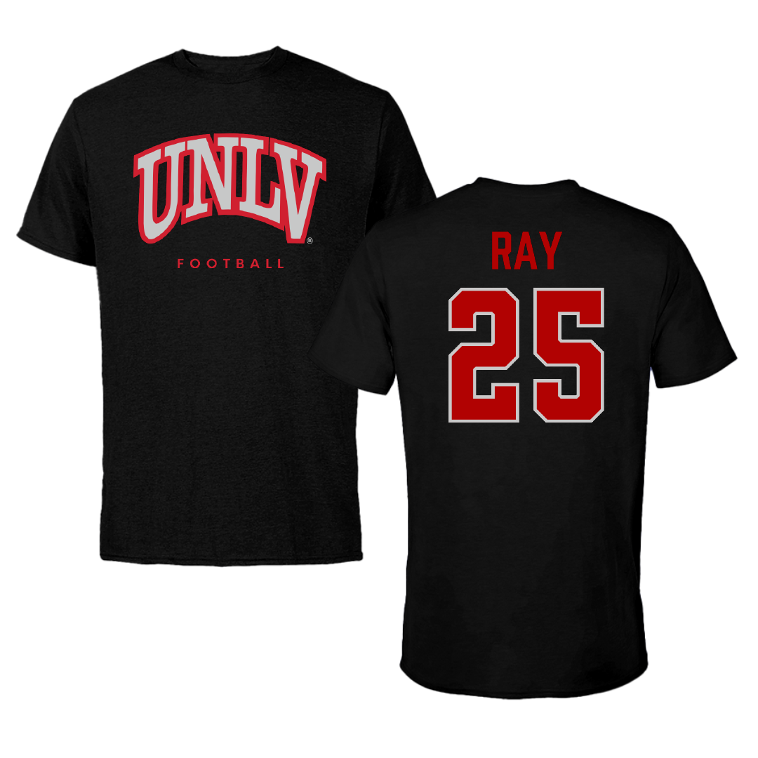 University of Nevada-Las Vegas Football Black Tee - #25 Rogerick Ray