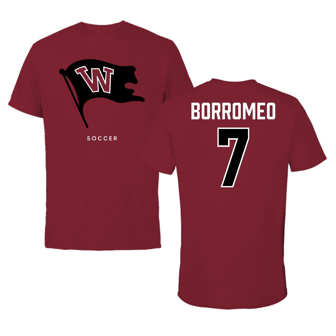 Whitworth University Soccer Cardinal Tee - #7 Ralph Borromeo