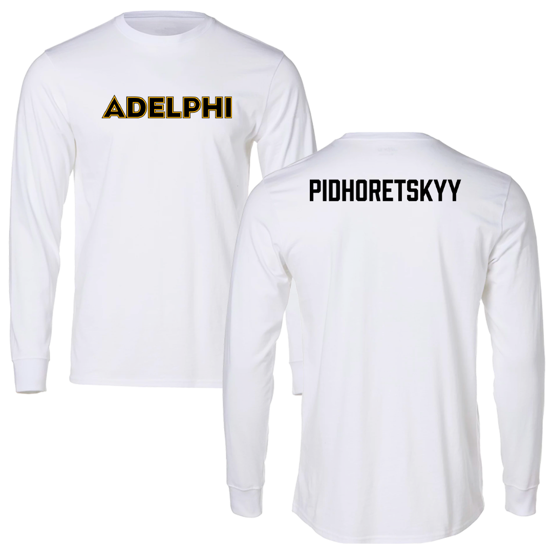 Adelphi University Swimming & Diving White Performance Long Sleeve - Valerii Pidhoretskyy