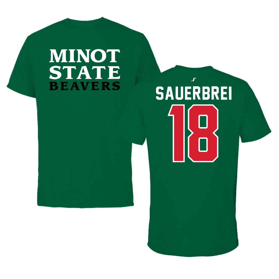 Minot State University Baseball Green Performance Tee - #18 Ayden Sauerbrei