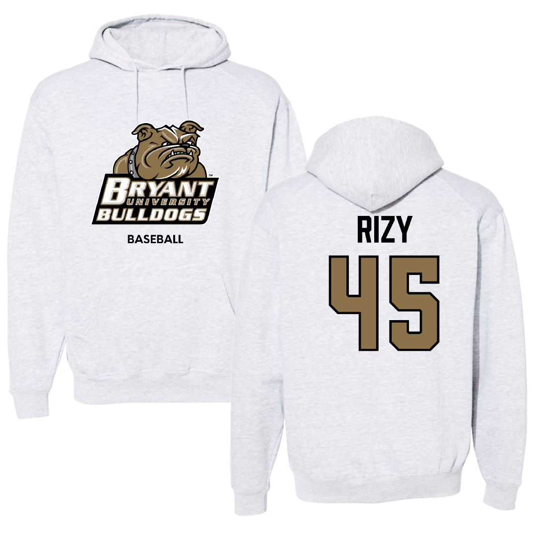 Bryant University Baseball Light Gray Hoodie - #45 Kyle Rizy