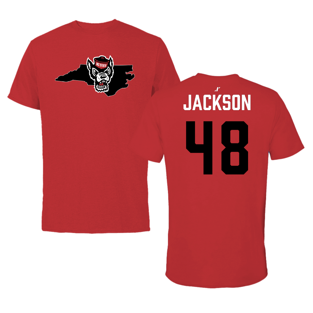 North Carolina State University Football Red State Performance Tee - #48 Hunter Jackson