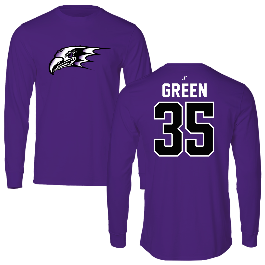 Niagara University Baseball Purple Performance Long Sleeve - #35 Jason Green