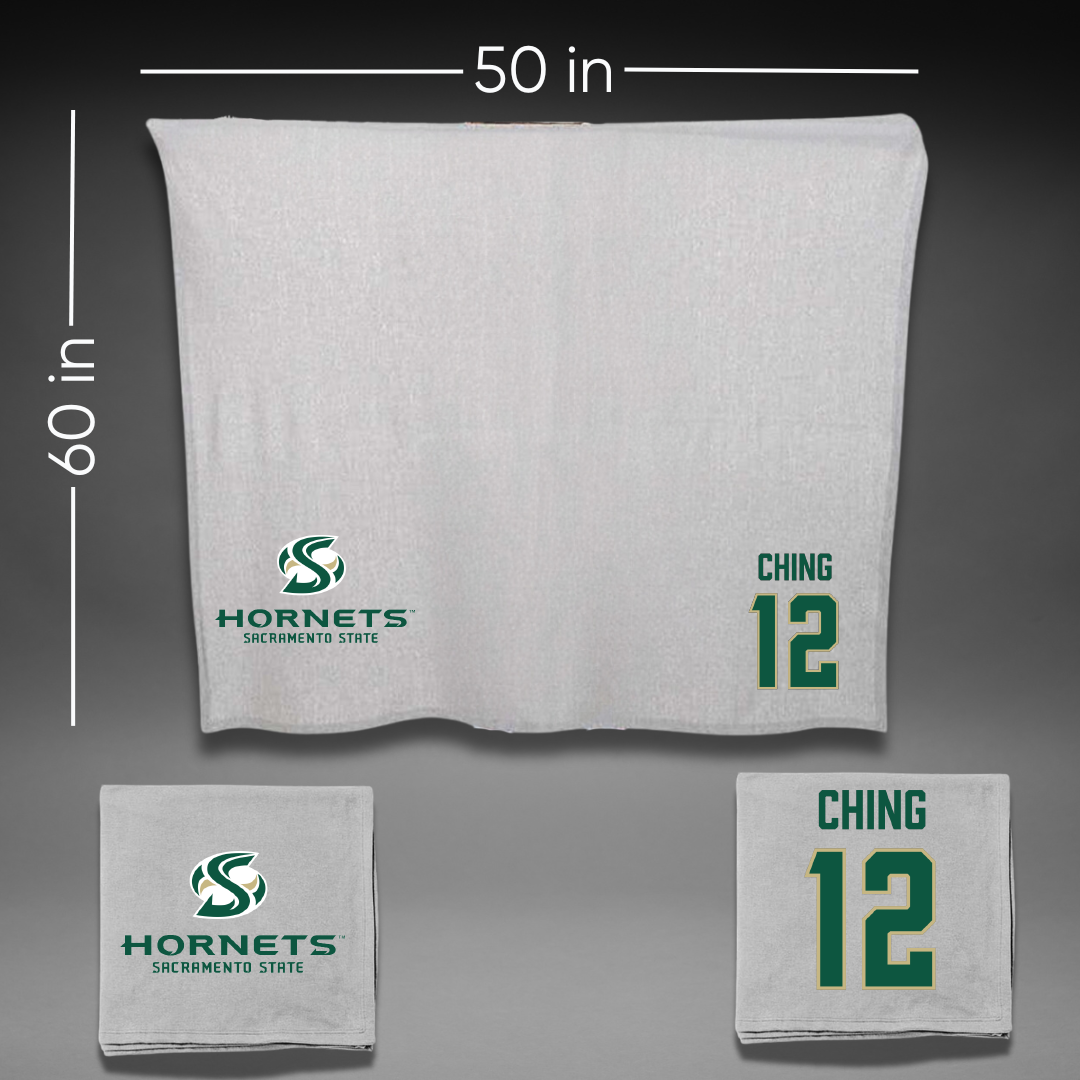 Sacramento State University Soccer (W) Gray Blanket - #12 Candace Ching