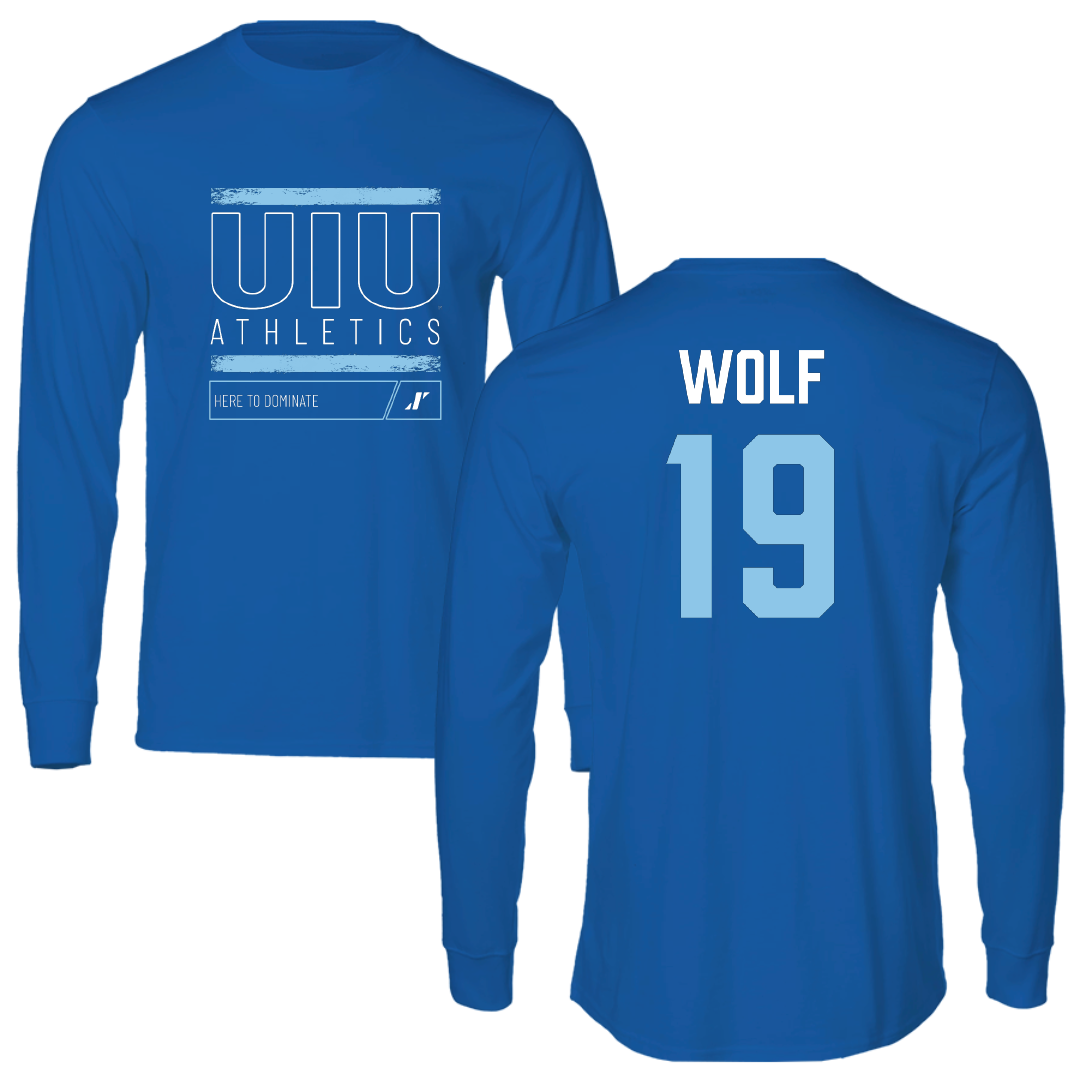 Upper Iowa University Soccer (W) Blue Dominate Performance Long Sleeve - #19 Catherine Wolf
