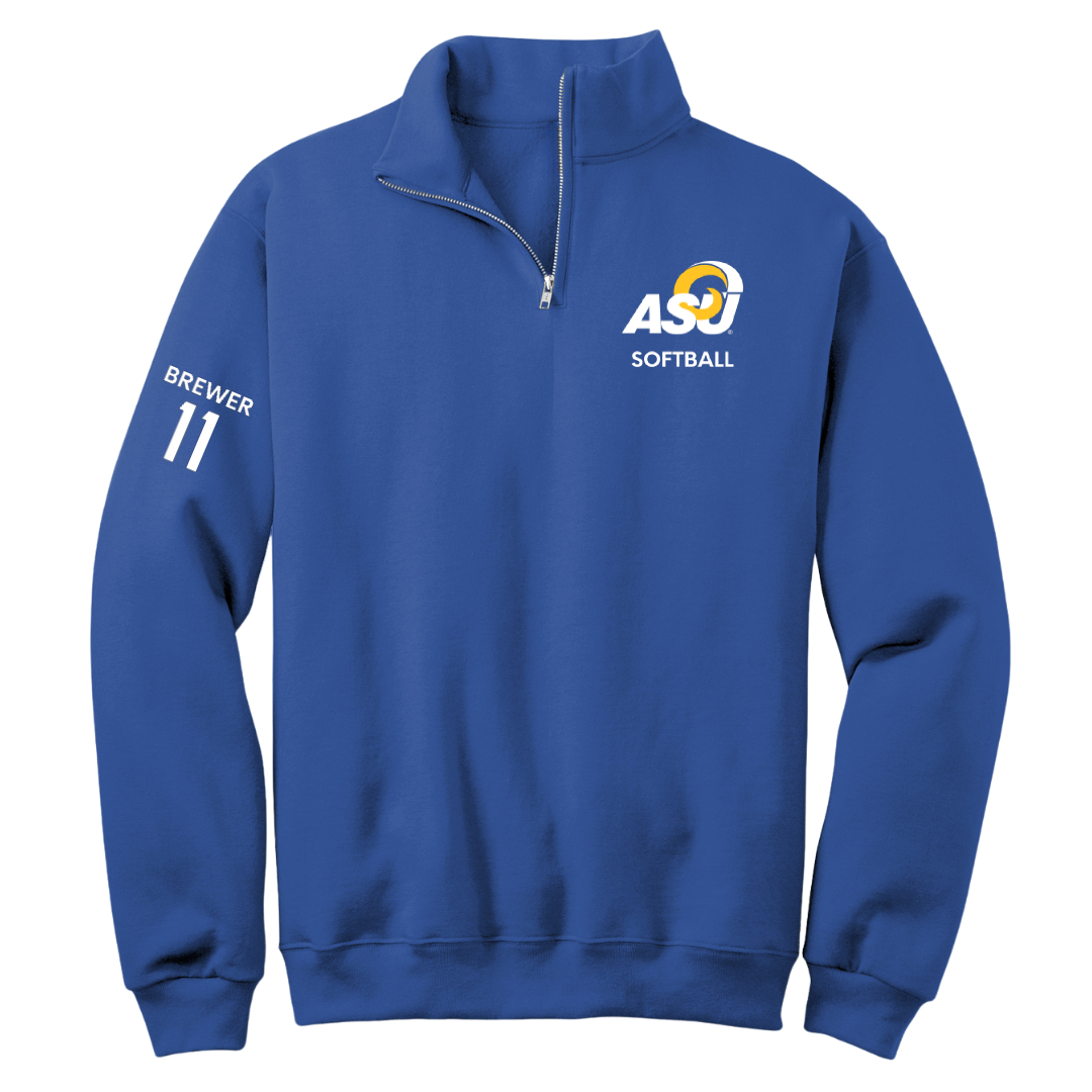 Angelo State University Softball Blue Quarter-Zip - #11 Tannis Brewer