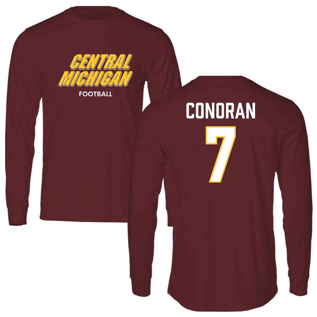 Central Michigan University Football Maroon Performance Long Sleeve - #7 Edward Conoran